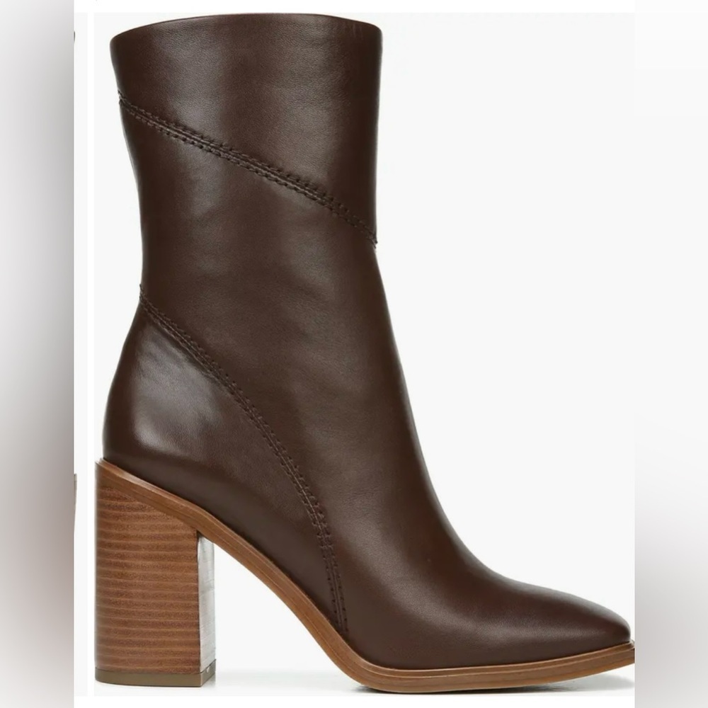 Franco Sarto Stevie Block Heel Bootie
Dark Brown size 11 wide calf.